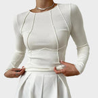 Skylar | Sculpted Ribbed Long Sleeve Top