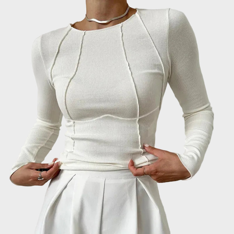 Skylar | Sculpted Ribbed Long Sleeve Top