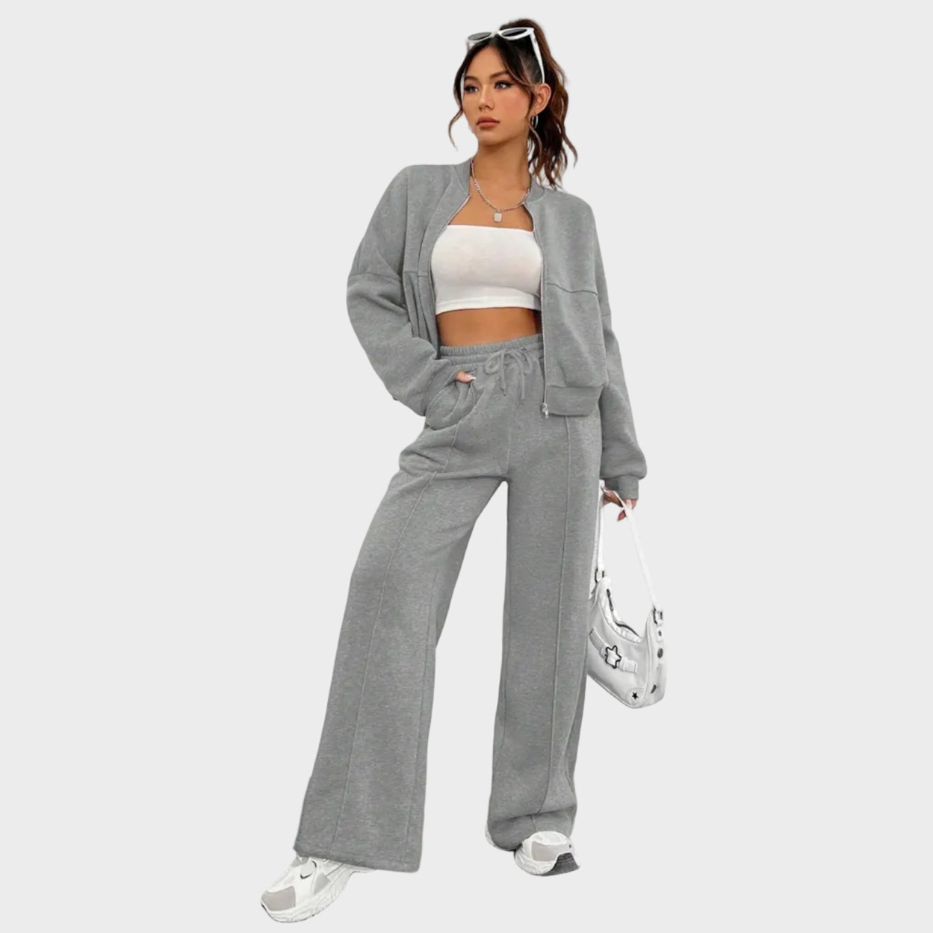Amélie | Relaxed Zip Jacket & Wide-Leg Pants Set