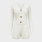 Athena | Ribbed Knit Cardigan & Shorts Set