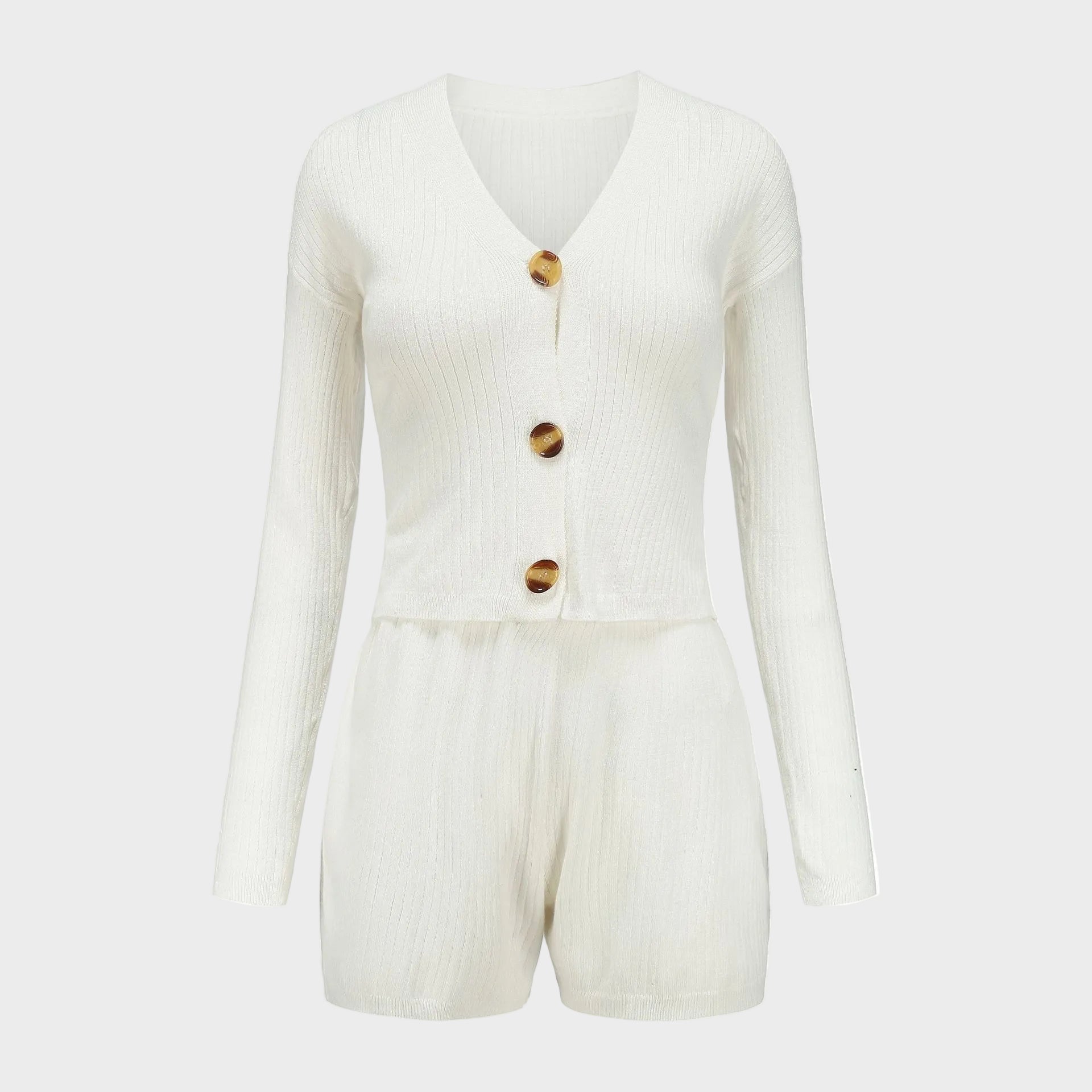 Athena | Ribbed Knit Cardigan & Shorts Set