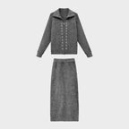 Brooklyn | Knit Zip Cardigan &amp; Midi Skirt Set