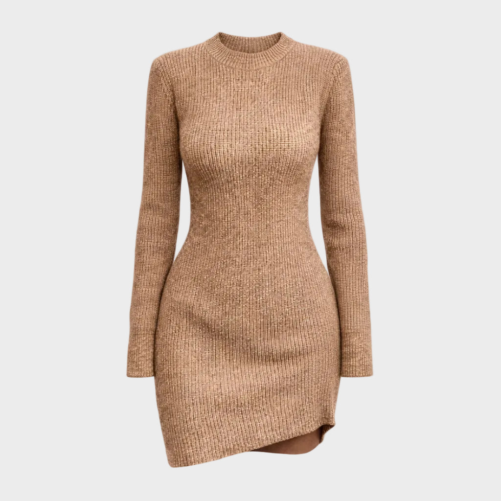 Maelis | Ribbed Knit Shoulder-Detail Dress