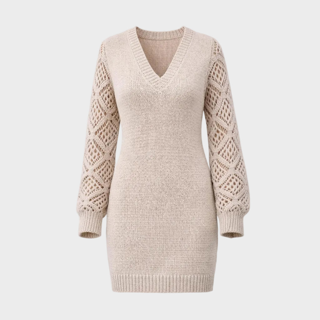 Sélira | Soft Knit Lace-Sleeve Dress