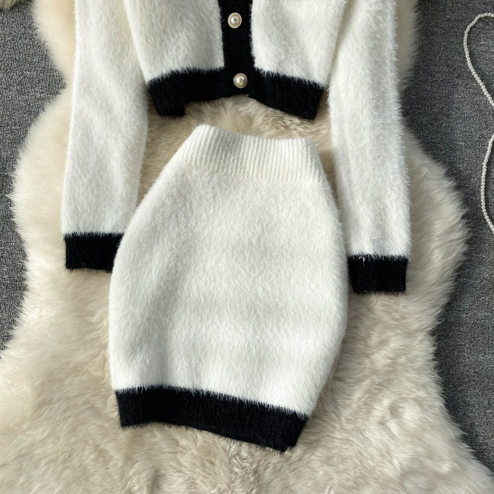 Céleste | Cropped Knit Cardigan & Mini Skirt Set
