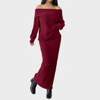 Valentina | Off-Shoulder Knit Top & Maxi Skirt Set