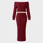Valentina | Off-Shoulder Knit Top & Maxi Skirt Set