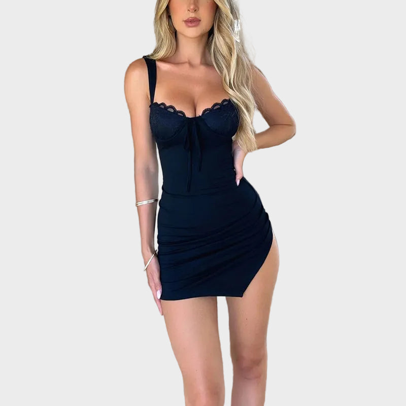 Liora | Satin Asymmetrical Mini Dress