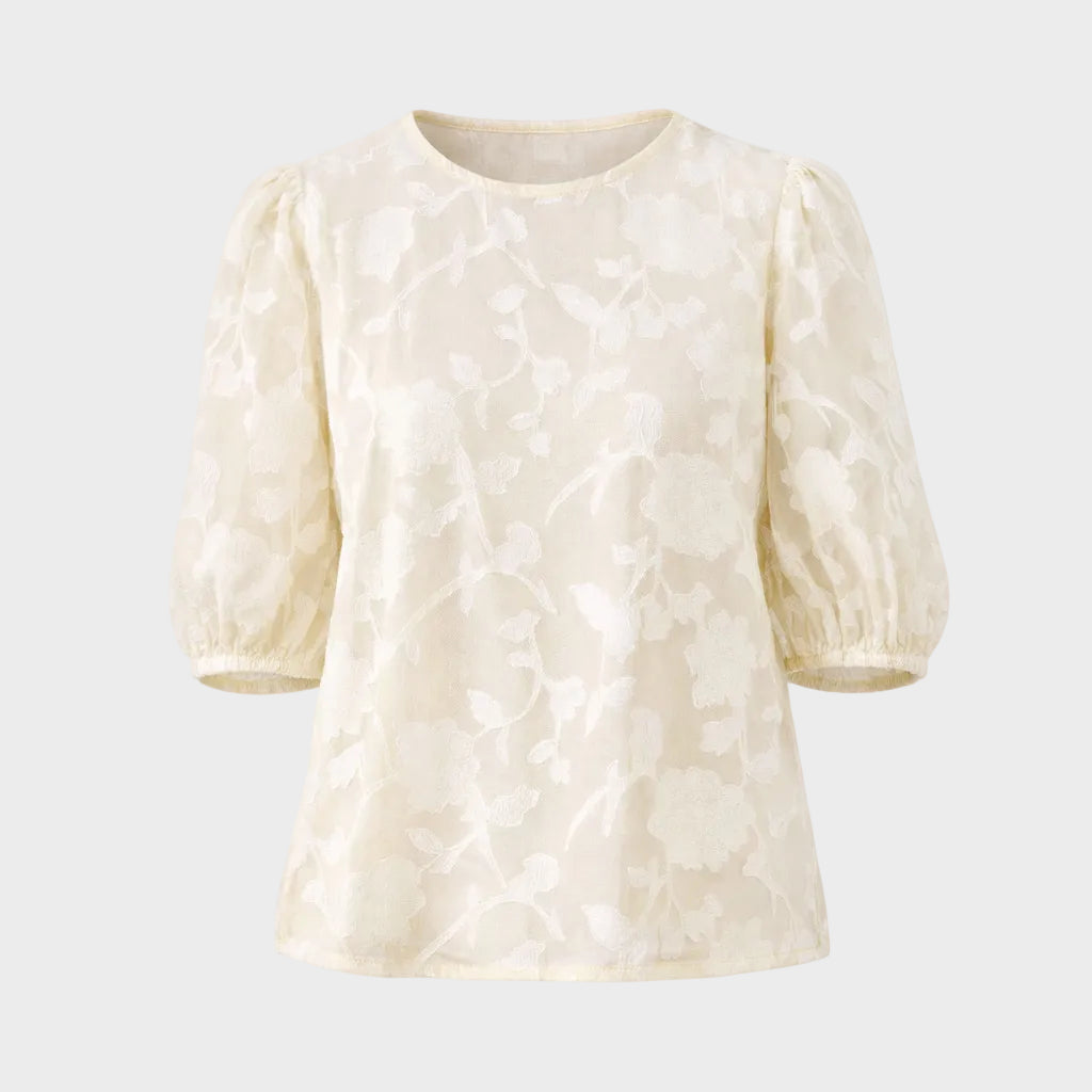 Eliza | Floral Textured Short Sleeve Blouse