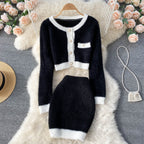 Céleste | Cropped Knit Cardigan & Mini Skirt Set