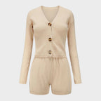 Athena | Ribbed Knit Cardigan & Shorts Set