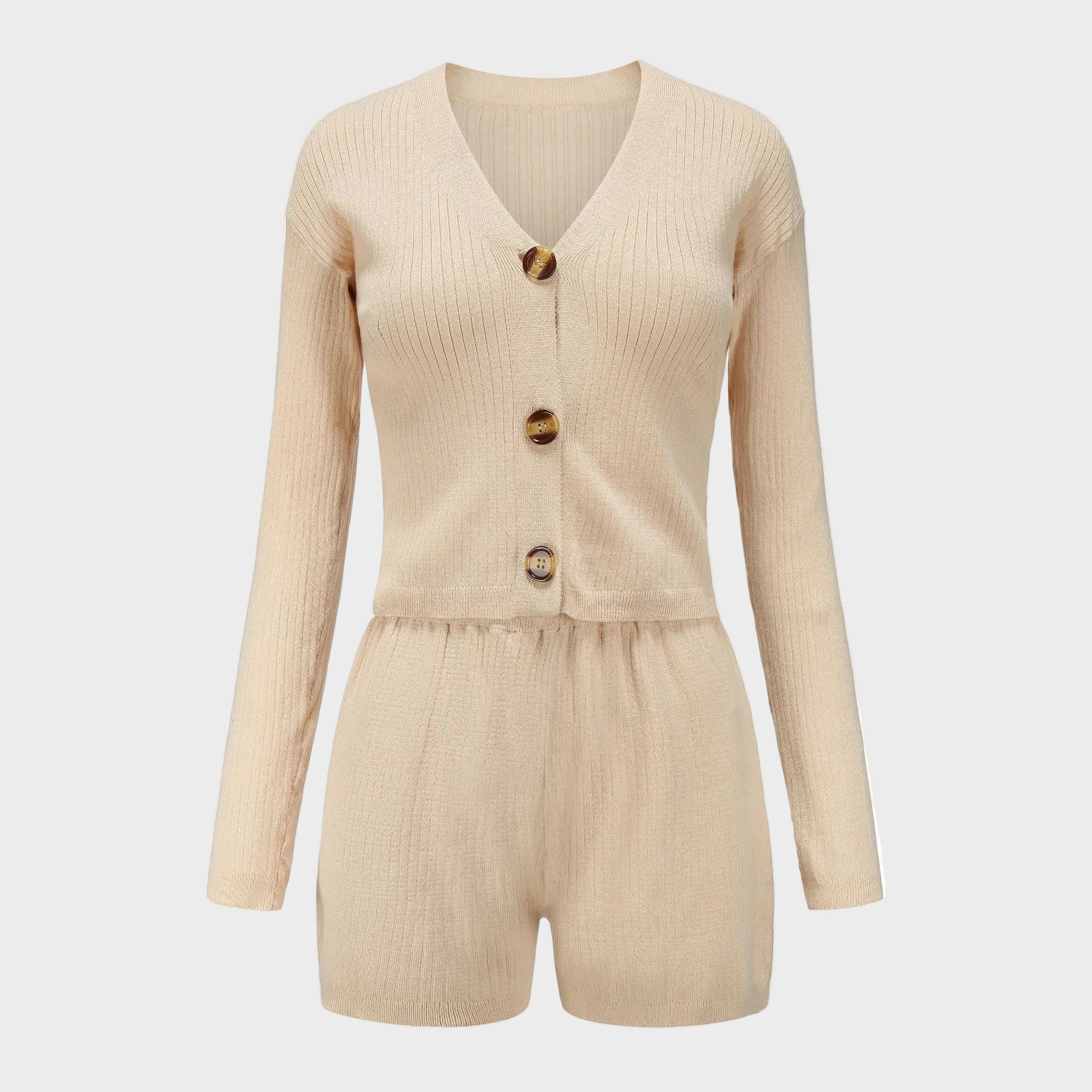 Athena | Ribbed Knit Cardigan & Shorts Set