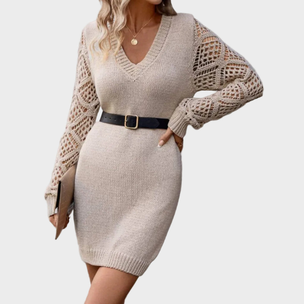 Sélira | Soft Knit Lace-Sleeve Dress