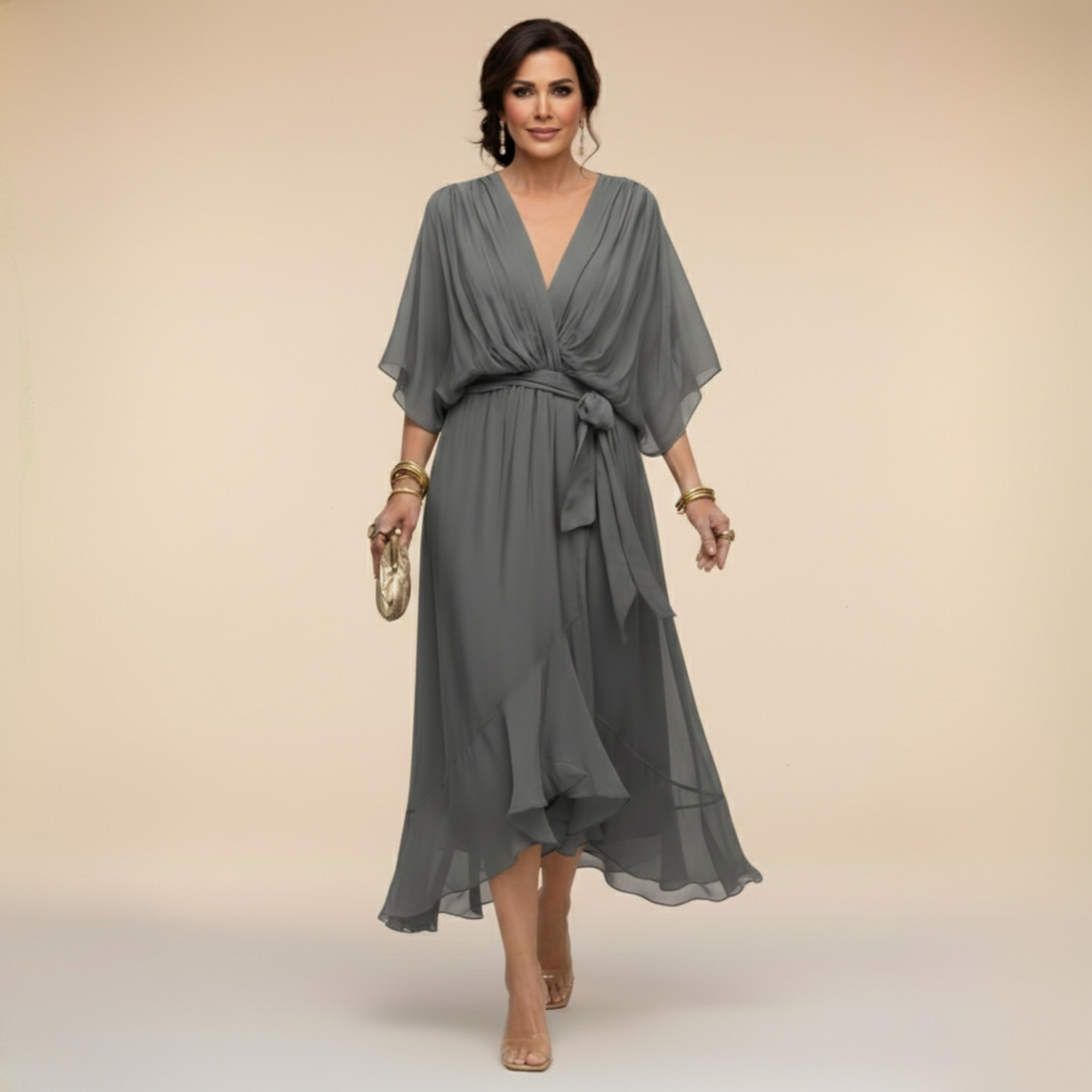SORENA | ELEGANT V-NECK MAXI DRESS