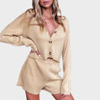 Athena | Ribbed Knit Cardigan & Shorts Set