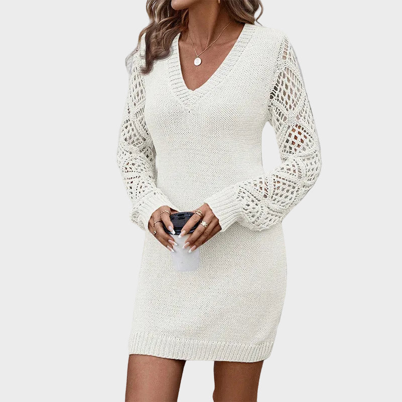 Sélira | Soft Knit Lace-Sleeve Dress