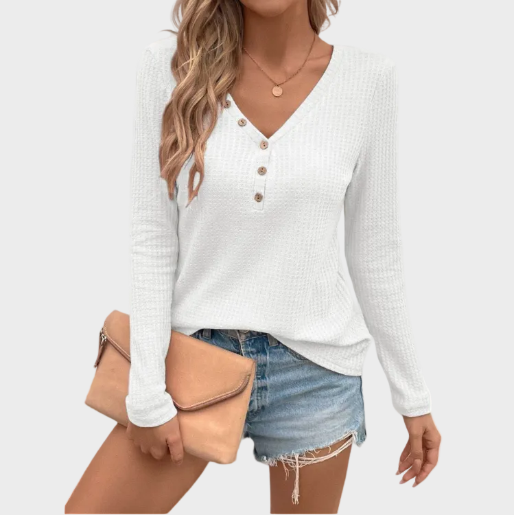 Amy | Buttoned Long Sleeve T-shirt