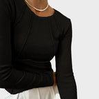 Skylar | Sculpted Ribbed Long Sleeve Top