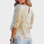 Eliza | Floral Textured Short Sleeve Blouse