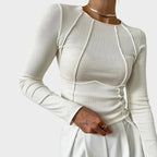 Skylar | Sculpted Ribbed Long Sleeve Top