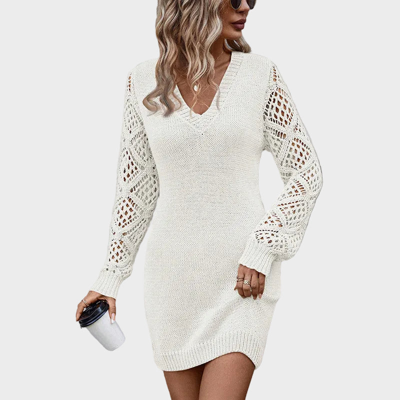 Sélira | Soft Knit Lace-Sleeve Dress