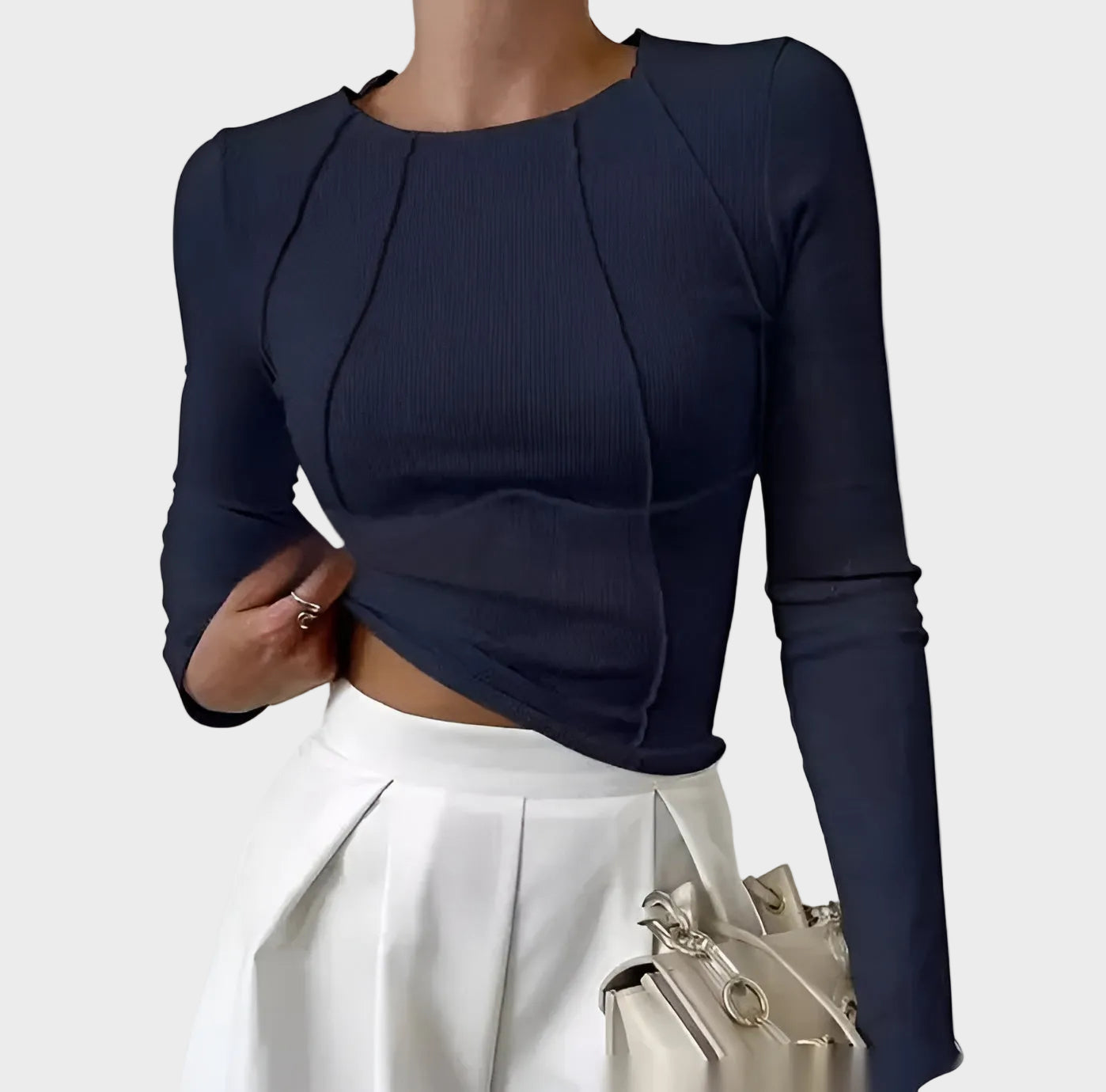Skylar | Sculpted Ribbed Long Sleeve Top