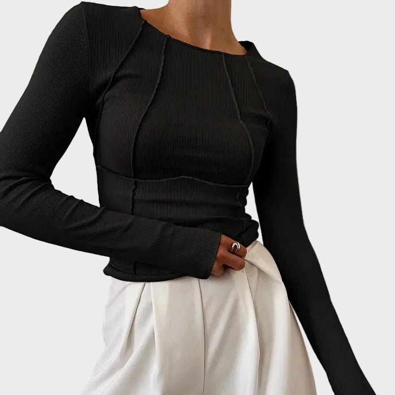Skylar | Sculpted Ribbed Long Sleeve Top