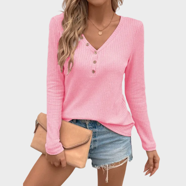 Amy | Buttoned Long Sleeve T-shirt