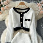Céleste | Cropped Knit Cardigan & Mini Skirt Set