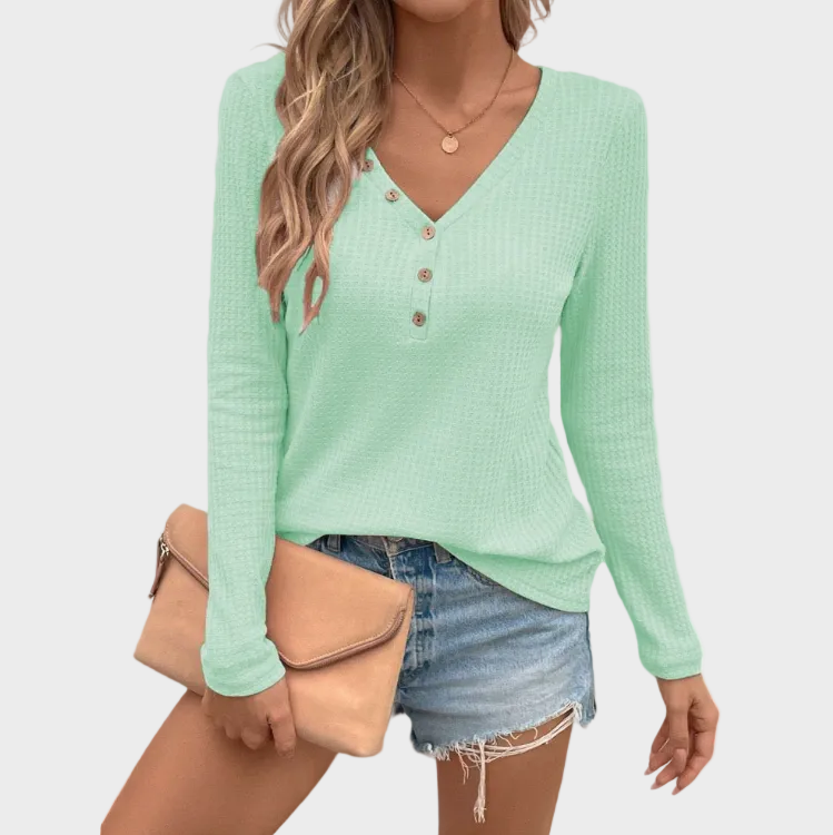 Amy | Buttoned Long Sleeve T-shirt