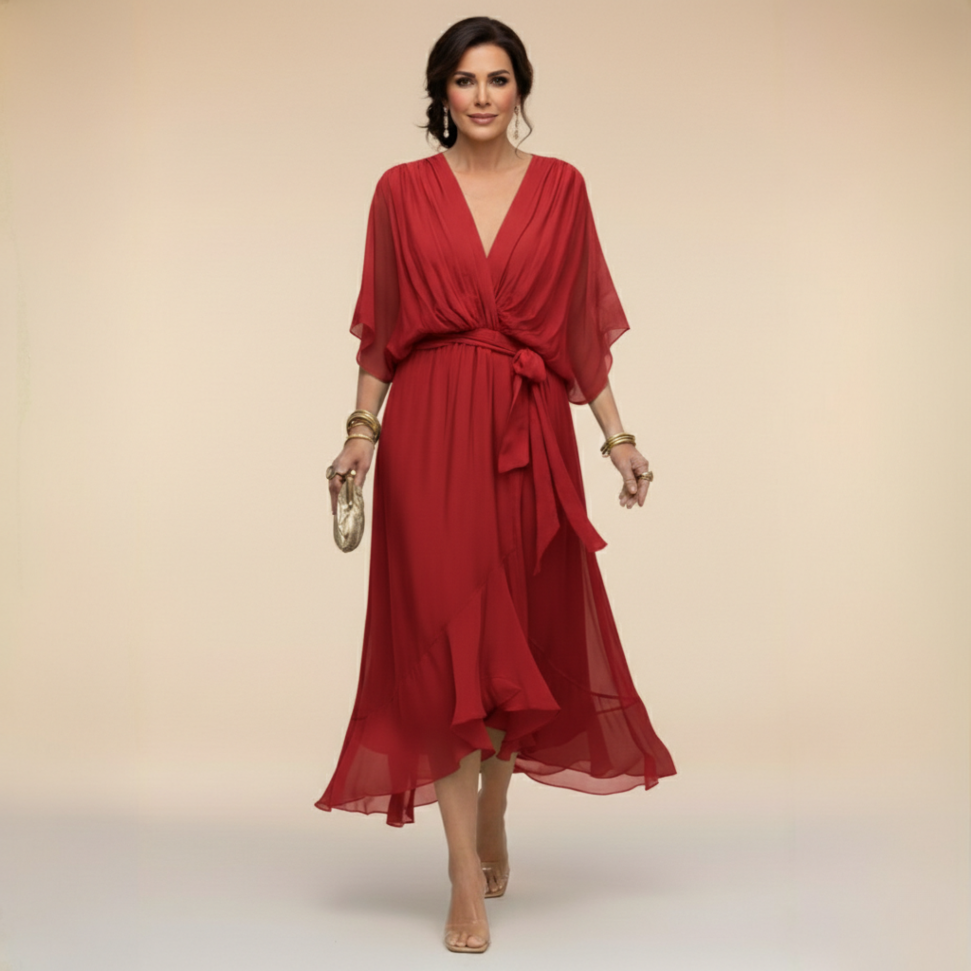 SORENA | ELEGANT V-NECK MAXI DRESS