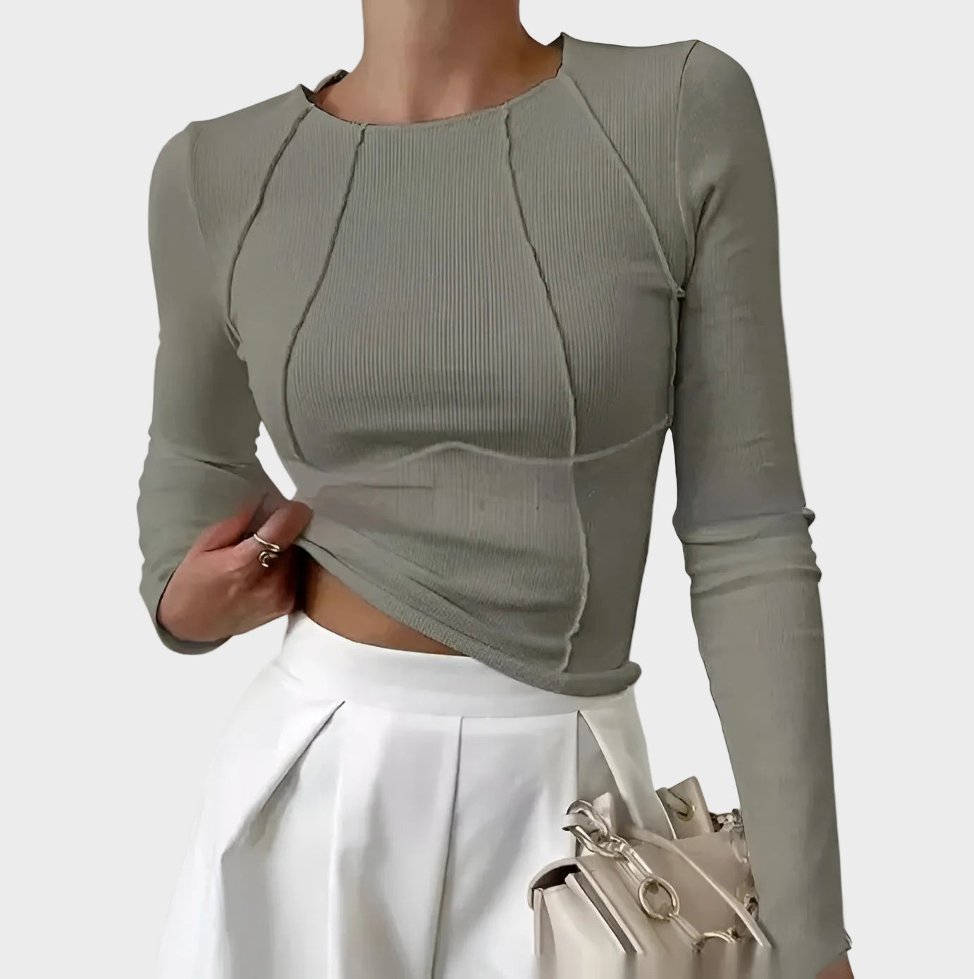Skylar | Sculpted Ribbed Long Sleeve Top