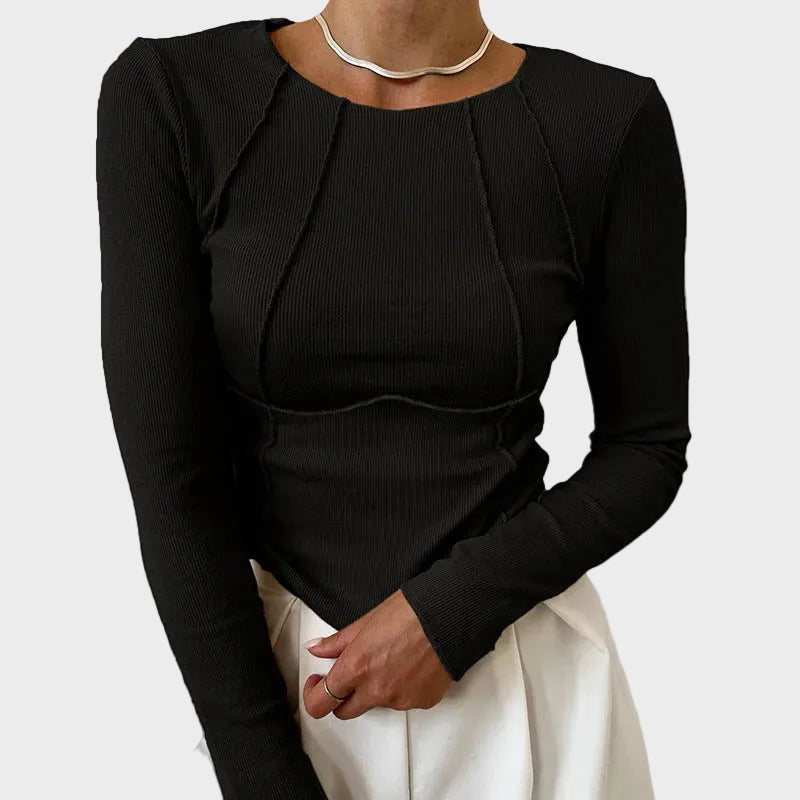 Skylar | Sculpted Ribbed Long Sleeve Top