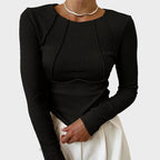 Skylar | Sculpted Ribbed Long Sleeve Top