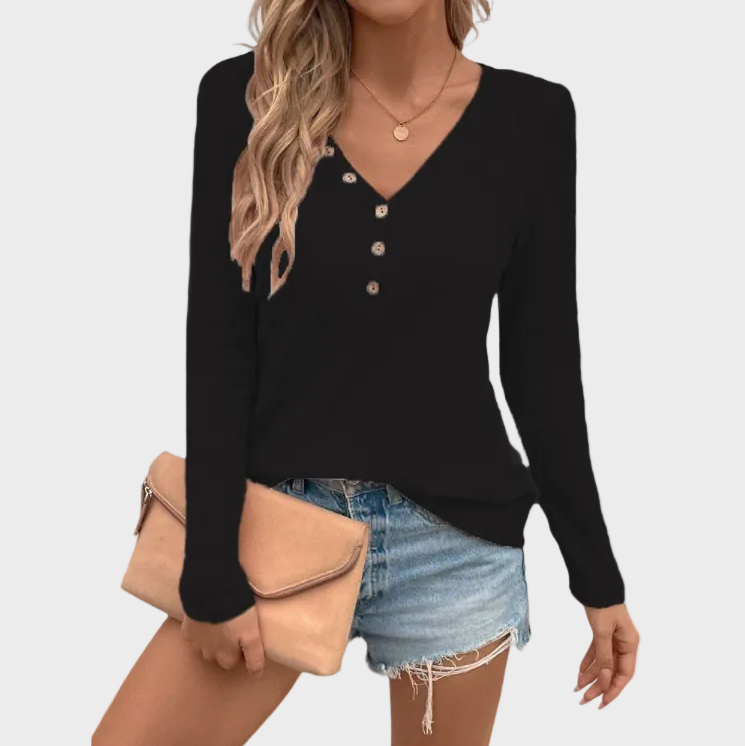 Amy | Buttoned Long Sleeve T-shirt