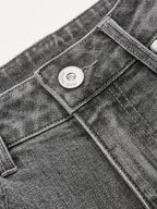 Mid-Waist Wide-Leg Denim Pants