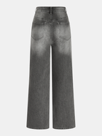 Mid-Waist Wide-Leg Denim Pants