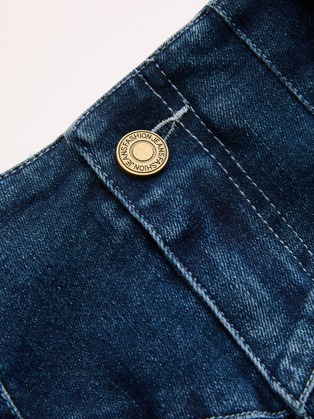 Mid-Waist Straight-Leg Denim Pants