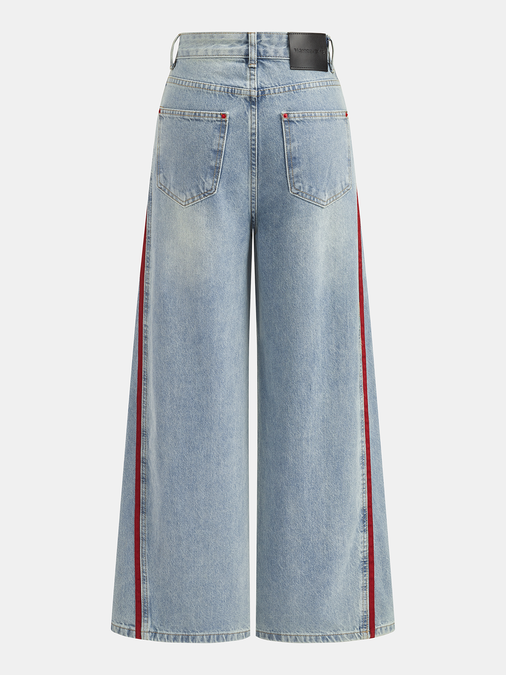 Side Stripe Curved Leg Denim Jeans