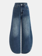 Side Slit Mid-Waist Wide-Leg Jeans