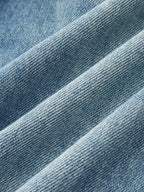 Lace Trim Mid-Waist Denim Pants