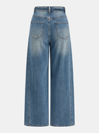 Tie Waist Curved-Leg Denim Pants