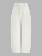 Drawstring Barrel Wide Leg Jeans