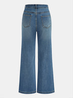 Snowflake Rhinestone Straight-Leg Jeans