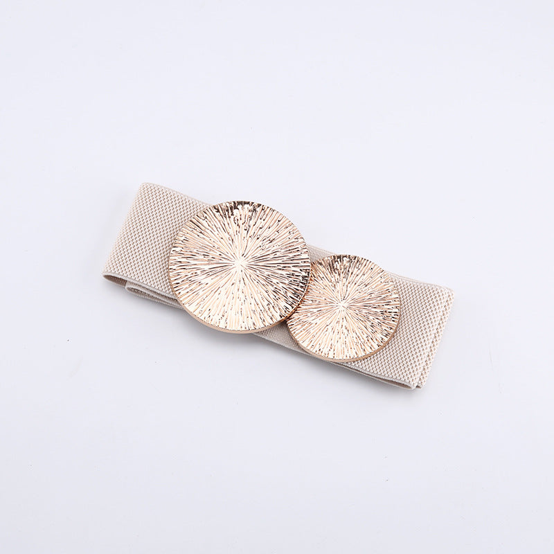 Women's Vintage Gold Buckle High Elastic Belt