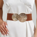 Women's Vintage Gold Buckle High Elastic Belt
