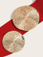 Women's Vintage Gold Buckle High Elastic Belt