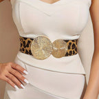 Women's Vintage Gold Buckle High Elastic Belt
