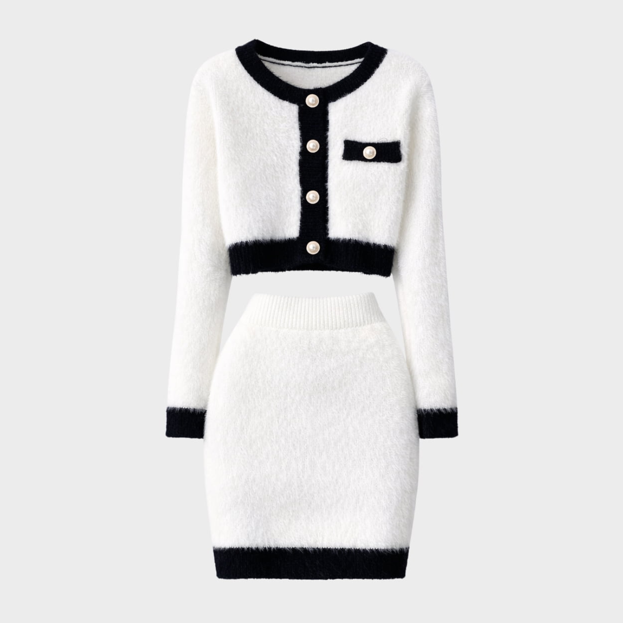 Céleste | Cropped Knit Cardigan & Mini Skirt Set