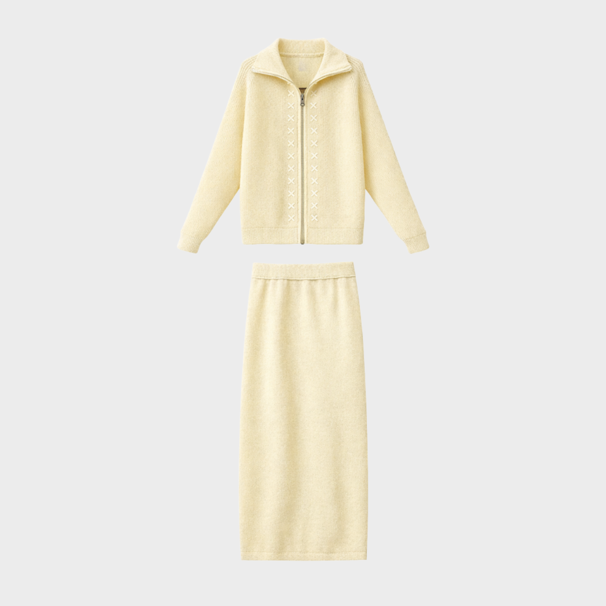 Brooklyn | Knit Zip Cardigan &amp; Midi Skirt Set